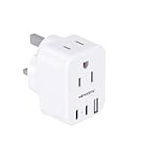 US to UK Ireland Travel Plug Adapter, Type G Travel Adapter with 2 Outlets 3 USB Ports(2USB C), UK Power Adapter Converter for USA to Dubai England London Scotland British Kenya Qatar Irish Hongkong