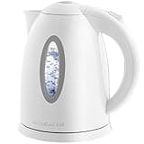 OVENTE Electric Kettle, 1.7L Fast Boiling Water Heater for Coffee or Tea, BPA Free with Water Level Gauge, Auto Shut-Off, Boil-Dry Protection, Indicator Light and Removable Filter, White KP72W