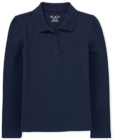 The Children's Place girls Long Sleeve Pique School Uniform Polo Shirt, Tidal Single, Large US