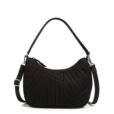 Cotton Frannie Crescent Crossbody Purse, Black