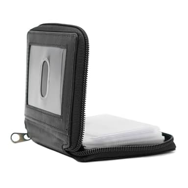 ag wallets Mens Zip Around Leather Wallet with Inserts (Black)