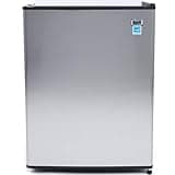 Avanti Mini Fridge Compact Refrigerator for Home Office or Dorm, Features Single Reversible Door Removable Shelves Automatic Defrost and Adjustable Temperature Control, 2.4-Cu.Ft, Stainless Steel
