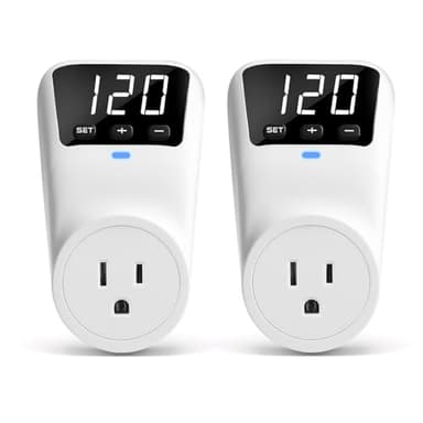 BSEED Surge Protector, 1800W Wall Surge Protector for Refrigerator, TV, PC, Home Appliance, Voltage Regulator with LED Display Screen, Adjustable Voltage Protector, 15A, 120V, 2 Pack