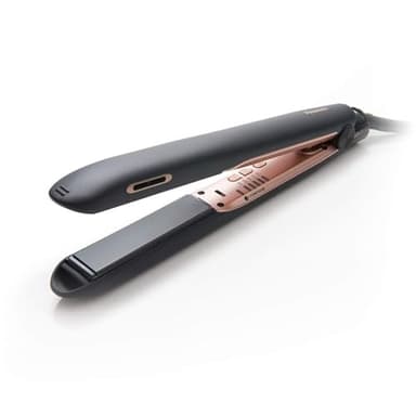 Panasonic nanoe Flat Iron for Healthy, Shiny Hair, Hair Styling Iron with Ceramic Plates and Intuitive Heat Technology, for Straightening, Smoothing and Curling - EH-HS99-K (Black/Rose Gold)