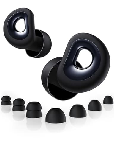BIGOOD 50dB Ear Plugs for Sleeping Noise Cancelling, Ultra-Comfy Noise Cancelling Ear Plugs for Noise Reduction, Concerts, Work, Airplane, Concert Ear Plug Silicone Earplugs with 7 Eartips Black