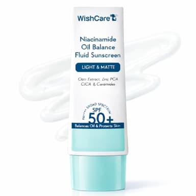 WishCare 5% Niacinamide Oil Balance Fluid Sunscreen SPF 50 PA++++ - Lightweight Matte Sunscreen SPF 50 for Oily Skin & No White Cast 50g