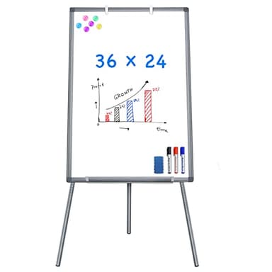 Easel Whiteboard - Magnetic Portable Dry Erase 36 x 24 Tripod Height Adjustable, 3' x 2' Flipchart Easel Stand White Board for Office (36x24 Gray)