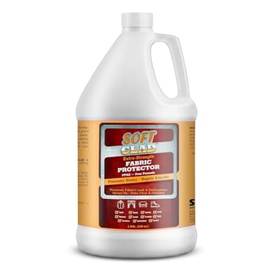 Extra Strength Fabric Protector Spray Prevents Stains and Repels Liquids. SoftClad Guards Furniture, Shoes, Carpet, Upholstery, Suede, Leather, Couch. Safe for Indoor Use. PFAS Free Formula. 1 Gallon