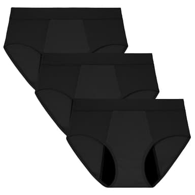 INNERSY Girls' Period Underwear for Teens Heavy Flow Panties Size 10-18 Hold 4 Tampons 3-Pack(L(12-14 yrs),Solid Black)