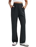 CRZ YOGA SoftAura Wide Leg Sweatpants Women 31" Modal High Waisted Lounge Travel Casual Sweat Pants with Pockets Drawstring Black Medium