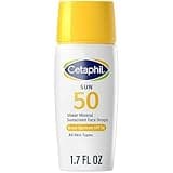 Cetaphil Sheer 100% Mineral Liquid Sunscreen for Face With Zinc Oxide Broad Spectrum SPF 50 Formulated for Sensitive Skin, Unscented, 1.7 Fl Oz