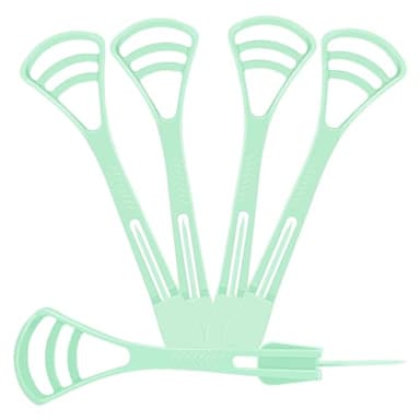 Fecawd 100 Counts Disposable Tongue Scraper with Dental Picks, Plastic Tongue Scrubber,BPA Free Tongue Cleaner Scrapers, Reduce Bad Breath and Fresh Breath(Green)