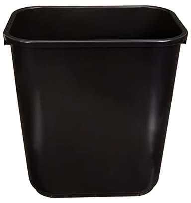 Amazon Basics Rectangular Commercial Office Wastebasket, Easy to Clean, 7 Gallon, Black, 6-Pack