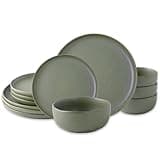 AmorArc Stoneware Dinnerware Sets, Wavy Rim Ceramic Plates and Bowls Sets, Highly Chip and Crack Resistant | Dishwasher & Microwave & Oven Safe Dishes set, Service for 4 (12pc)