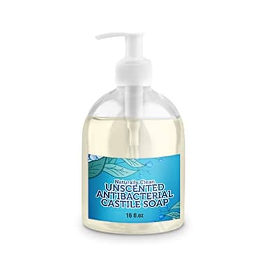 LandLSoap Antibacterial Unscented Pure Castile Liquid Soap for Face, Hand & Body Wash - Vegan, Non-GMO, Made in USA, for All Skin Types, Dry & Sensitive Skin 16 oz