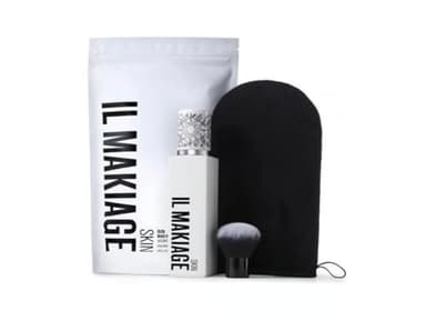 IL Makiage Tanning Foam with Brush - Instant Bronzing Sunless - Streak Free Glow - Buildable Sunless Seamless - Natural Sun Kissed Summer Skincare Quick Tan - Golden Complexion