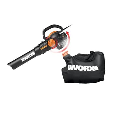 WORX Trivac 3 in 1 Electric Leaf Blower for Lawn Care, Leaf Vacuum with 600 CFM, Leaf Mulcher with Metal Impeller, WG512