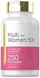 Carlyle Multivitamin for Women 50 and Over | 250 Mini Tablets | Iron Free Supplement | with B12, D3, and Calcium | Non-GMO, Gluten Free