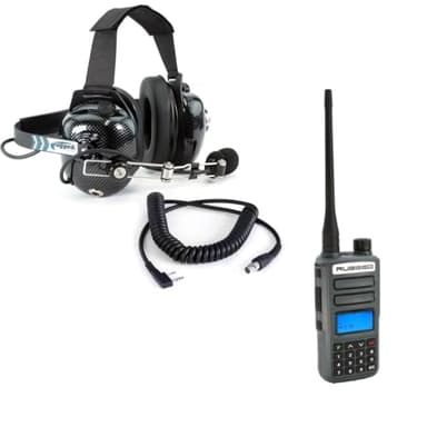 Rugged Radios H41-CF Behind The Head Headset with GMRS Two Way Handheld Radio Walkie Talkie Bundle