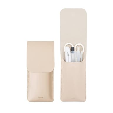 LHiDS Leather Pencil Pouch, Pen Bag for Three Fountain, Ballpoint & Rollerball Pens, Small Pencil Case, Travel Bags Organizer, Apricot