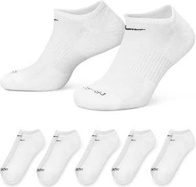 Nike Everyday Plus Cushion No Show 6-Pair Pack Socks, White/Black, Medium