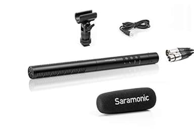 Saramonic SR-TM1 Super-Cardioid Broadcast XLR Shotgun Condenser Microphone with Built-in Rechargeable Battery, 11" Capsule, Digital High-Pass Filter, PAD, and High Frequency Boost Switches