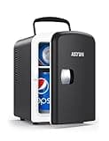 AstroAI Mini Fridge, 4 Liter/6 Can AC/DC Portable Thermoelectric Cooler Refrigerators for Skincare, Beverage, Food, Home, Office and Car, ETL Listed (Black)