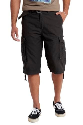 Unionbay Men's Cordova Belted Messenger Cargo Short - Reg and Big and Tall Sizes, black, 42