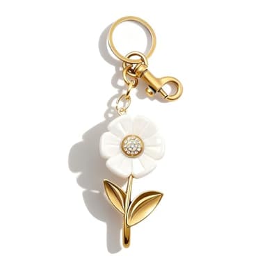 ZACAGO Daisy Bag Charm, Women Keychain Purse Accessory, Handbag Decoration and Key Chain Gold Daisy