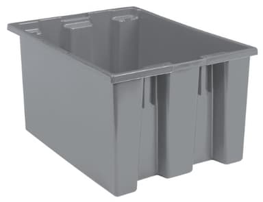 Akro-Mils 35300 Nest and Stack Plastic Storage Container and Distribution Tote, (29-1/2-Inch L x 19-1/2-Inch W x 15-Inch H), Gray, (3-Pack)