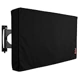 iBirdie Outdoor TV Cover 52 to 55 inch Weatherproof, Cover Size 52''L x 31''H, Waterproof for Outside Flat Screen 52 to 55 inch TV, Black, 600D Thick Fabric Screen Protector with Bottom