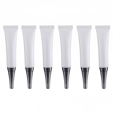 6PCS 15ML/0.5oz Empty White Plastic Soft Squeeze Tubes Cosmetic Eye Cream Tube Bottle with Silver Cap Makeup Sample Travel Packing Container Jars Dispenser for Eyecream Lip Balm Gloss DIY Beauty Tool