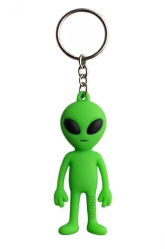 KEYZ Glow in the Dark Green Alien Keychain, Novelty UFO Extraterrestrial Key Ring (normal alien)