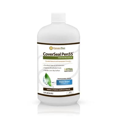 CoverTec CoverSeal PEN55 Clear Fluoropolymer Concrete Sealer, Penetrating, Heavy Duty, Oil and Stain Resistant (1 Qrt)