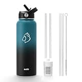 BUZIO Insulated Filtered Water Bottle, Stainless Steel Travel Bottle with Carbon Filter and Straw Lid, Reusable for Clean Drinking Water On The Go, Cold for 48 Hours, 40oz, Indigo Crush