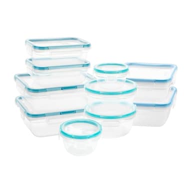 Snapware Plastic Total Solutions (10-Pack, Mixed Sizes) Food Storage Containers Set, Airtight & Leakproof Plastic Locking BPA-Free Lids Tupperware, Freezer Dishwasher Microwave Safe