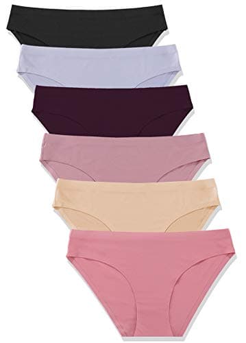 FINETOO 6 Pack Women’s Seamless Hipster Underwear No Show Panties Invisibles Briefs Soft Stretch Bikini Underwears XS-XXL(M)