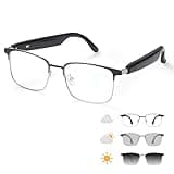 Tulbeys Smart Glasses with Open Ear, Photochromic Lenses, Polarized Sunglasses Bluetooth, Voice Assistant, Mic Speakers for Men Women Bluetooth Glasses, Hands-Free Listening Voice Control(Silver)