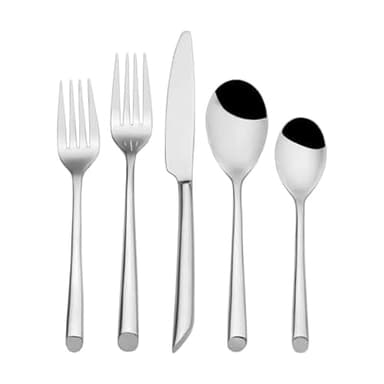Towle Living 42-Piece Silverware Set, Service for 8, Wave Flatware Cutlery Set - Includes Fork, Knife, Spoon - For Home, Kitchen, and Resturant, Stainless Steel - Dishwasher Safe