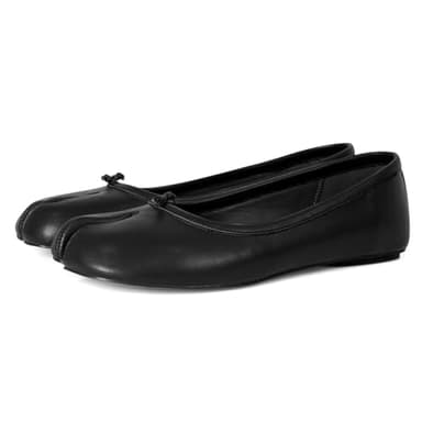 VBDB Black Tabi Ballet Flats Shoes for Women Rounde Toe Wide Width Split Toe Low Heel Comfortable Flats Shoes Size 7.5
