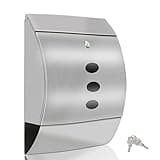Pyoimmne Stainless Steel Mailbox, Large Capacity Wall-Mount Mailbox, Locking Mailbox with Key Lock, Mailboxeswith Newspaper Holder - Rust Proof, 15.6" x 11.7"x 4.7"