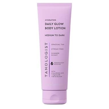 Tanologist Hydrating Daily Glow Body Lotion- Medium/Dark, Buildable & Transfer-Proof Gradual Self Tanner, Summer Fragrance, Natural Not Orange, Lasts 7 Days, Vegan Clean Formula, 8.45 fl oz