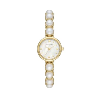 Kate Spade New York Women's Monroe Quartz Stainless Steel and Pearl Three-Hand Watch, Color: Gold/Pearl (Model: KSW1687)
