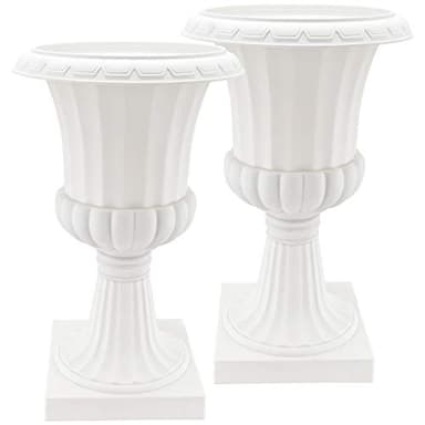 Arcadia Garden Products PL51WT-2 Deluxe Plastic Urn (Pack of 2), White, 16"x27"
