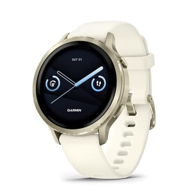 Garmin Venu® 4, 41mm, Advanced Health and Fitness GPS Smartwatch, Bright and Colorful Display, Built-in Flashlight, 10 Days of Battery Life, Lunar Gold with Bone Silicone Band