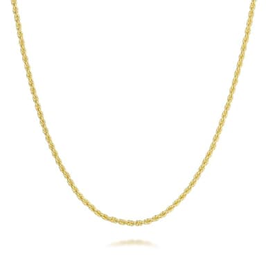 Rewizoo Necklaces 14k Gold Plated Necklace for Women & Men 1.5mm Rope Chain for Women Dainty Gold Plated Chain for Men Non-Tarnish Necklace Unisex Sizes 16-26 Inches