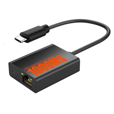 Ethernet Adapter, 1000 Mbps USB-C to RJ45 Ethernet Adapter for Google TV Devices Compatible with Chromecast Google TV and More Streaming Sticks (Adhesive Tape Included)