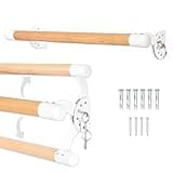 Ilyapa Ballet Barre for Home - 3 Ft Wood Adjustable Wall Mount Ballet Bar Dance Equipment for Workouts & Stretching - 32 inch Stud Spaced White Powder Coated Brackets