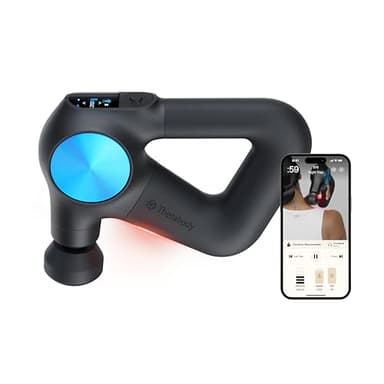 Therabody Theragun PRO Plus - 6-in-1 Deep Tissue Percussion Massage Gun, Handheld Personal Massager for Full Body Pain Relief & Muscle Tension with Biometric Breathwork, Vibration & Heated Attachments