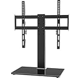 Universal TV Stand - Table Top TV Stand for 27-60 inch LCD LED TVs - 6 Level Height Adjustable TV Base Stand with Tempered Glass Base & Wire Management, VESA 400x400mm